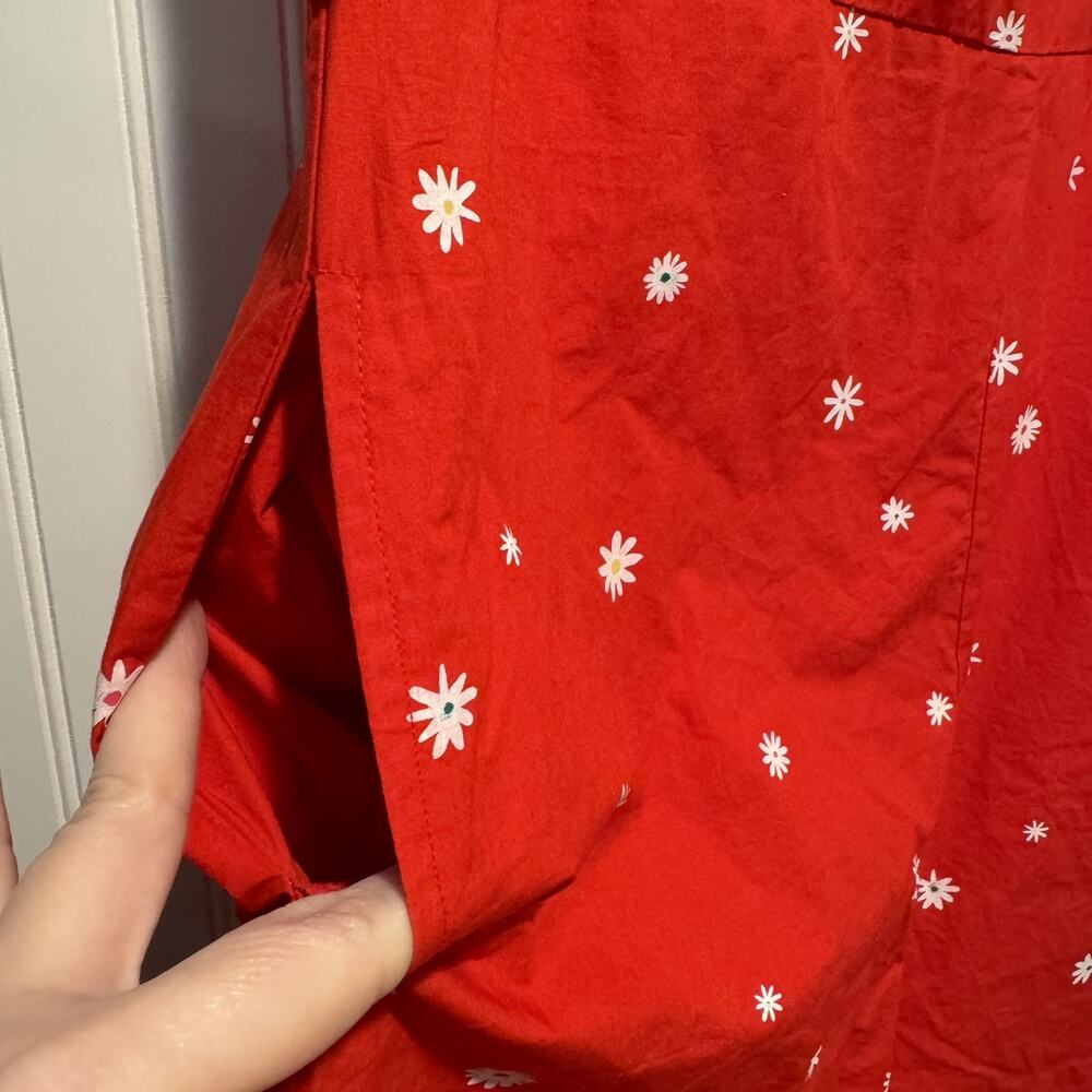 Ban.do Red Daisy Easy Wide Leg Cotton Jumpsuit Size Small No Belt - Picture 4 of 7